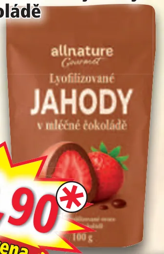 Allnature Mrazem sušené jahody v čokoládě